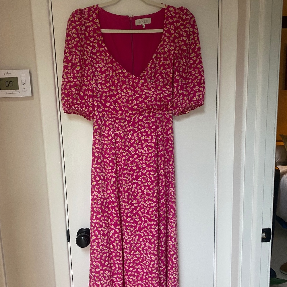 Short Sleeve Floral Midi Dress